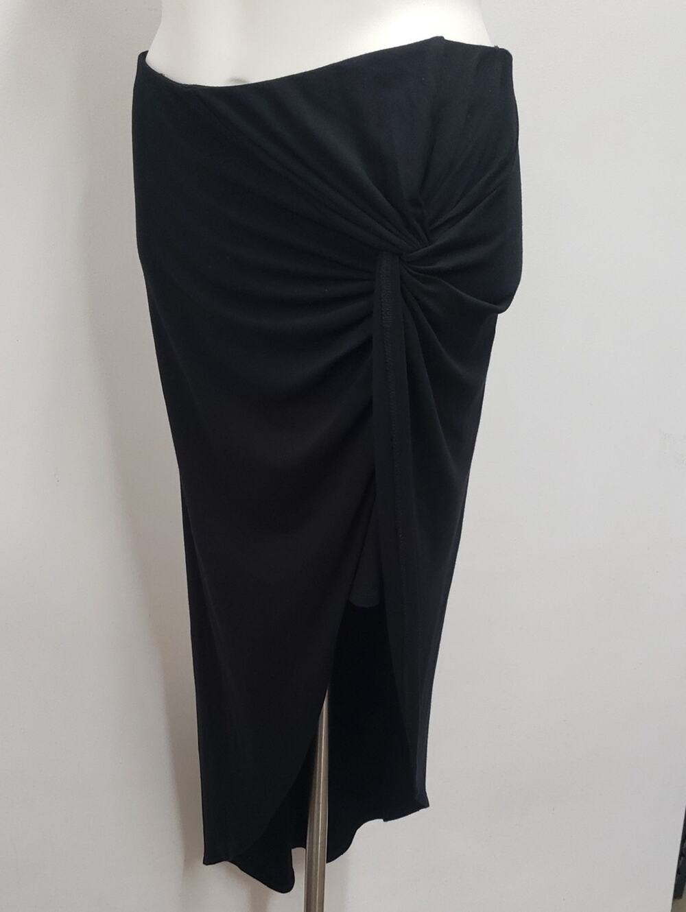 Lulu's Black Asymmetric Knot Front Skirt Women's Large Side Slit